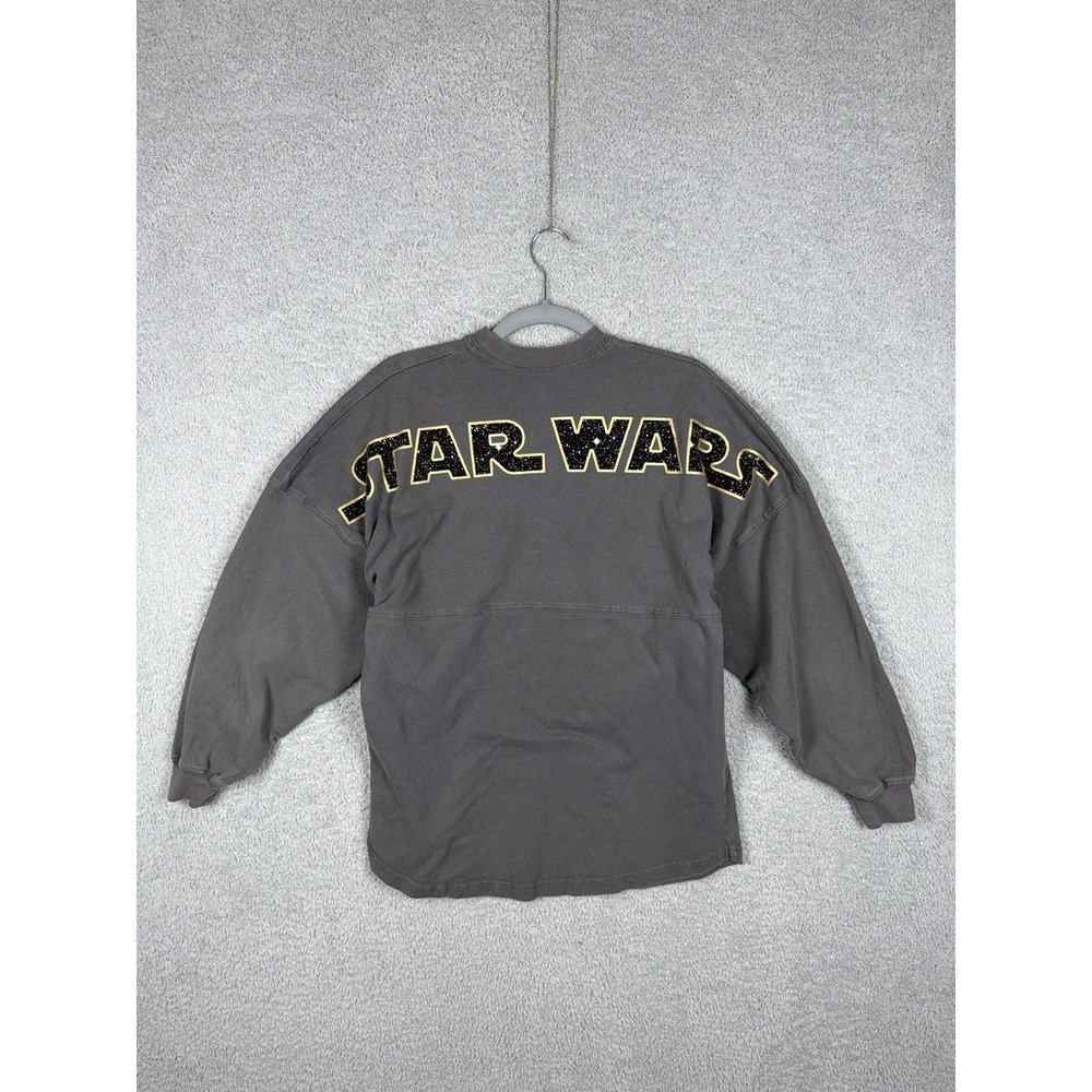 Disney Star Wars Spirit Jersey Tee Grey & Gold T-Shirt‎ Long Sleeve Size XS